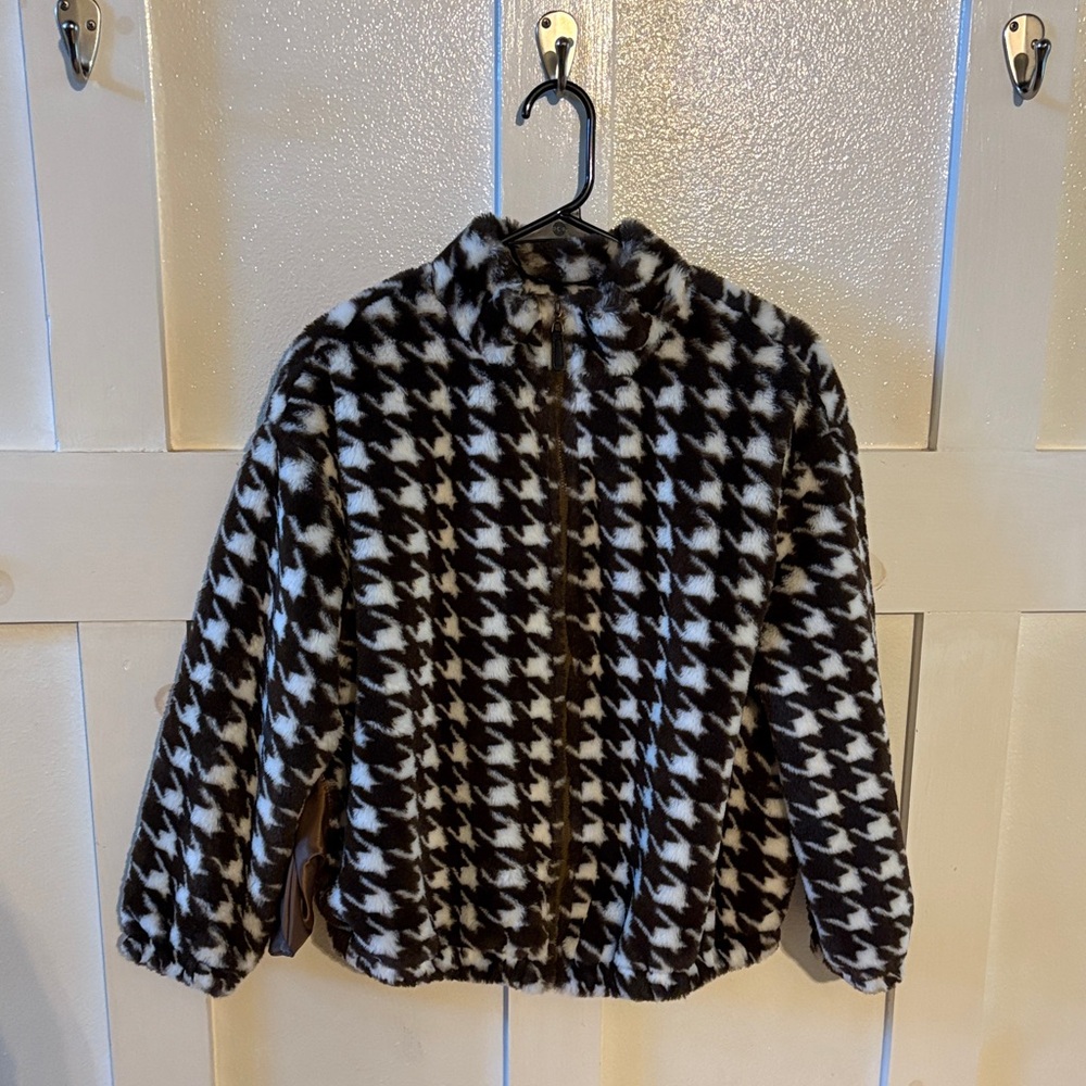 SHEIN Brown and White Faux Fur Coat